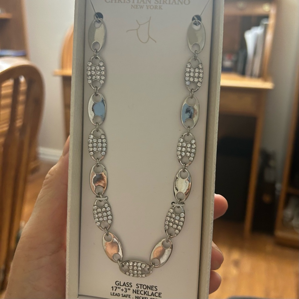 Christian Siriano Silver and Glass Stone Crystal Necklace - Picture 4 of 4